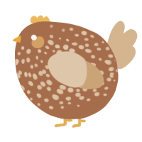 A brown and beige chicken with a speckle pattern