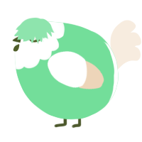 A spring and cream chicken with a head pattern