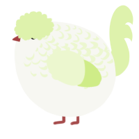A white and apple chicken with a half-lace pattern