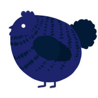 A navy and tumblr chicken with a bar pattern
