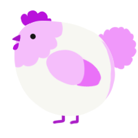 A white and lavender chicken with a head pattern