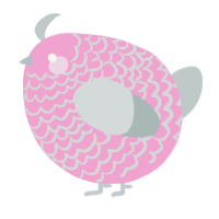 A pink and silver chicken with a lace pattern