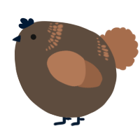 A bark and brown chicken with a neck-band pattern