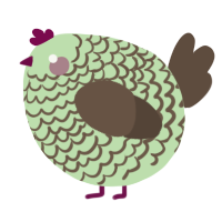 A gluppy and bark chicken with a lace pattern