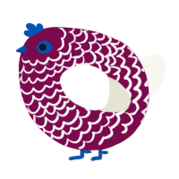 A wine and white chicken with a lace pattern
