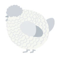 A white and mist chicken with a lace pattern