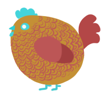 A gold and red chicken with a double-lace pattern