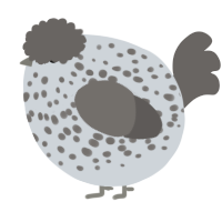A mist and grey chicken with a speckle pattern