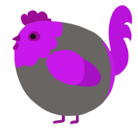 A grey and amethyst chicken with a head pattern