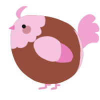 A russet and pink chicken with a head pattern
