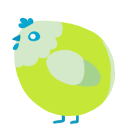 A lime and gluppy chicken with a head pattern