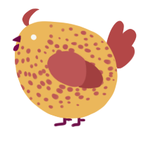 A honey and red chicken with a speckle pattern