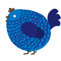 A sapphire and navy chicken with a lace pattern