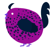 A plum and tumblr chicken with a speckle pattern