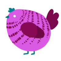 A orchid and wine chicken with a bar pattern