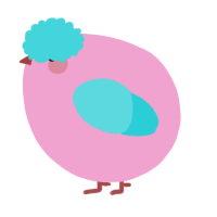 A pink and aqua chicken