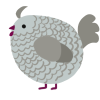 A silver and ash chicken with a lace pattern