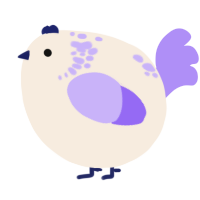 A cream and lilac chicken with a neck-speckle pattern