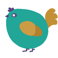 A turquoise and gold chicken