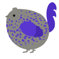 A ash and indigo chicken with a speckle pattern