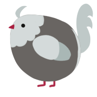 A grey and silver chicken with a head pattern