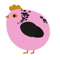 A pink and sable chicken with a neck-speckle pattern