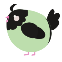 A gluppy and sable chicken with a head pattern