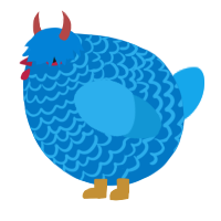 A sapphire and sky chicken with a lace pattern