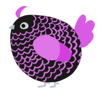 A sable and orchid chicken with a lace pattern