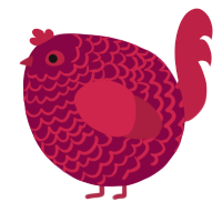 A maroon and crimson chicken with a lace pattern