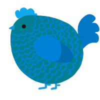 A sea and sapphire chicken with a lace pattern