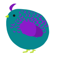 A teal and violet chicken with a half-lace pattern