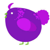 A violet and amethyst chicken with a neck-speckle pattern