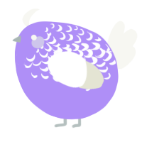 A lilac and white chicken with a half-lace pattern