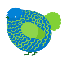 A sapphire and grass chicken with a lace pattern