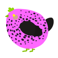 A lavender and sable chicken with a speckle pattern