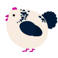 A cream and tumblr chicken with a neck-speckle pattern