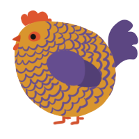 A orange and overcast chicken with a lace pattern