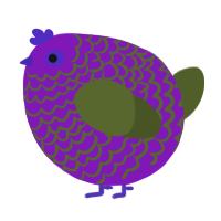 A violet and olive chicken with a lace pattern