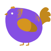 A blurple and ochre chicken with a neck-band pattern