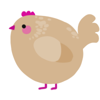 A beige chicken with a neck-speckle pattern
