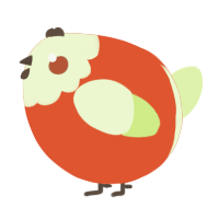 A vermilion and apple chicken with a head pattern