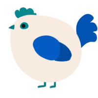 A cream and ultramarine chicken