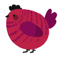 A crimson and wine chicken with a bar pattern