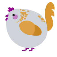 A mist and orange chicken with a neck-speckle pattern