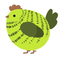 A lime and olive chicken with a bar pattern