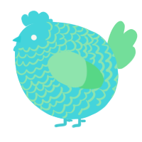 A aqua and spring chicken with a lace pattern