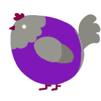 A violet and ash chicken with a head pattern