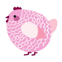 A pink and rose chicken with a lace pattern