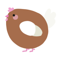 A brown and white chicken